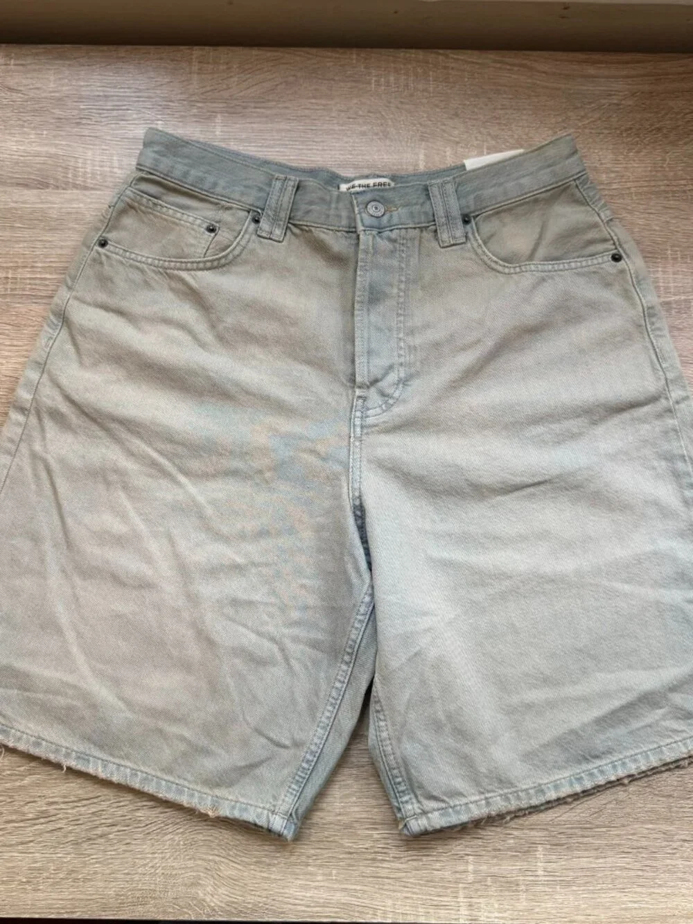 NWT Free People We The Free Montana Bermuda Jean Shorts Sand Blue 30